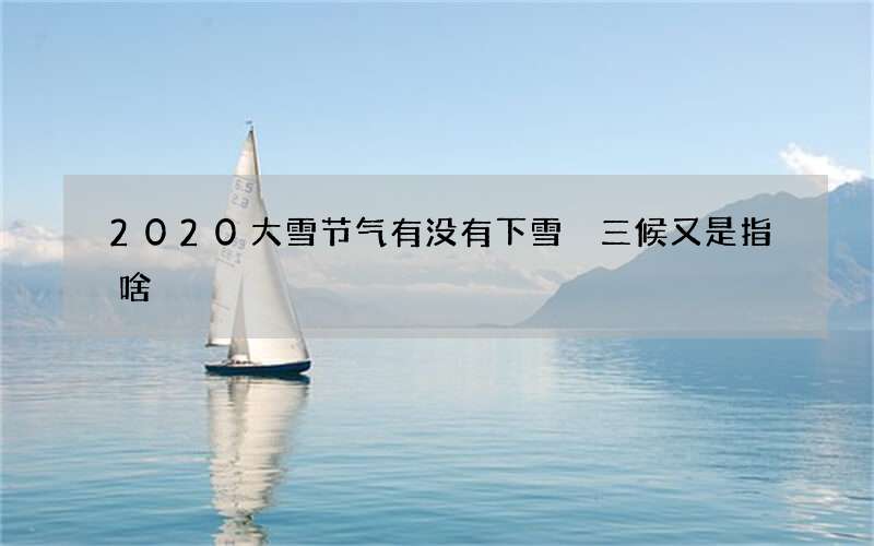 2020大雪节气有没有下雪 三候又是指啥